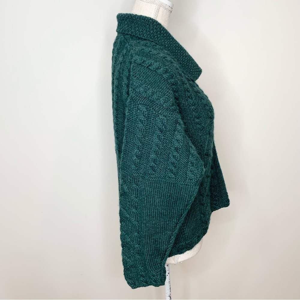 Women's Green Cable Knit Cardigan - Picture 6 of 11